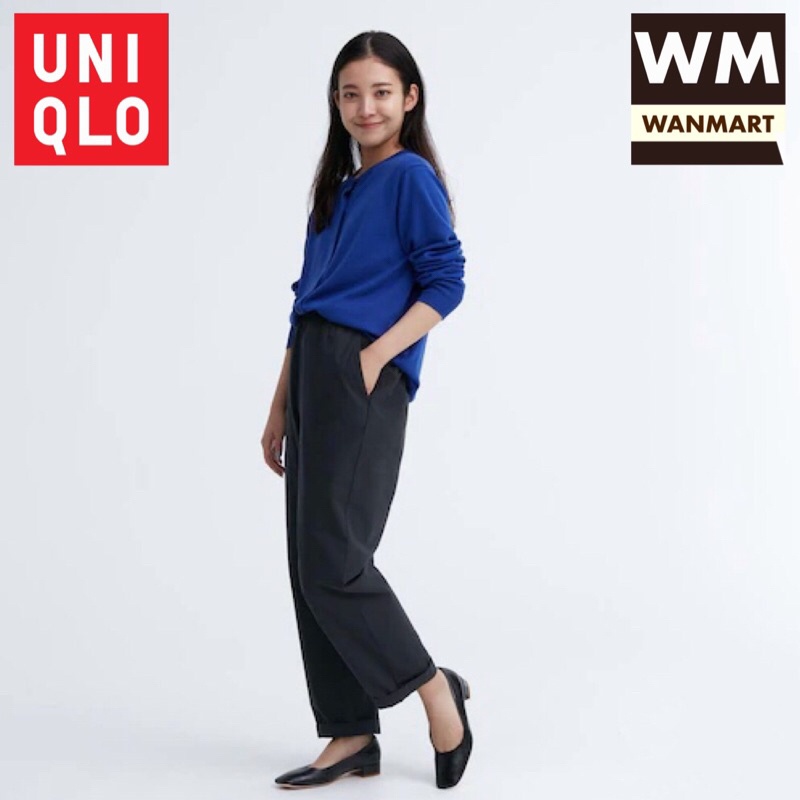 UNIQLO Women Pants Celana Panjang Wanita Relax Katun Ankle Black