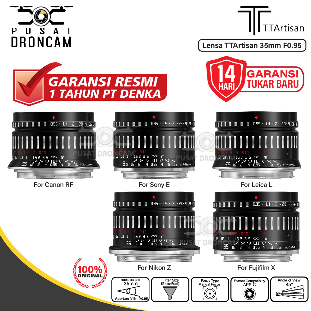 TTArtisan 35mm f0.95 Lens Canon RF Fujifilm Nikon Z Leica L Sony Mount