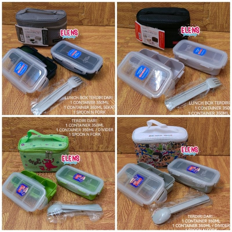 Lock n Lock lunch box kotak makan anak set wadah anti tumpah kedap udara 350ml