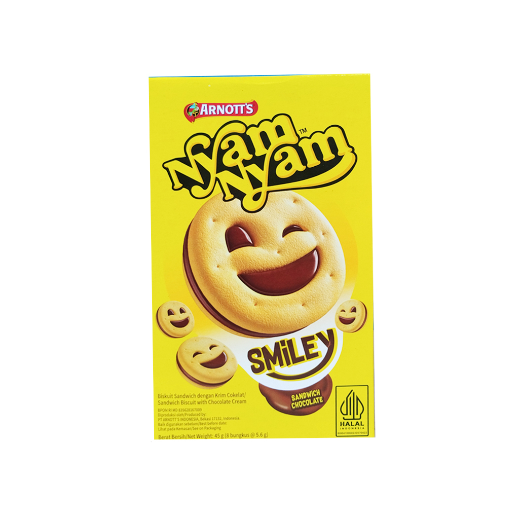 

Nyam Nyam Smiley Sandwich Chocolate 45 g isi 8 pcs