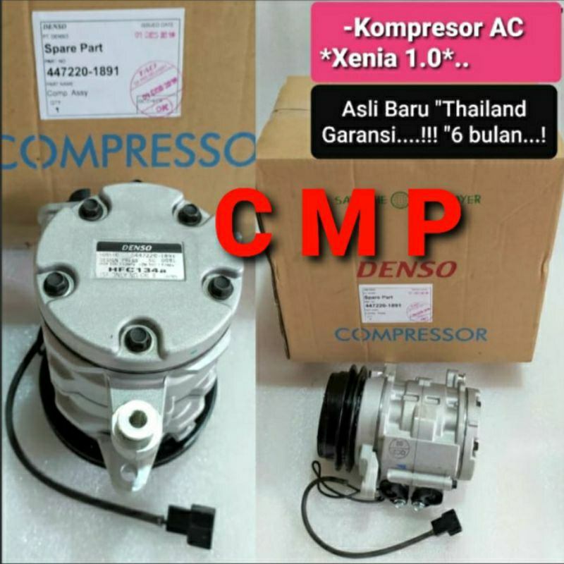 COMPRESOR AC ASSY KOMPRESOR AC DAIHATSU XENIA 1.0 1000CC 447220-1891 ORIGINAL DENSO GARANSI