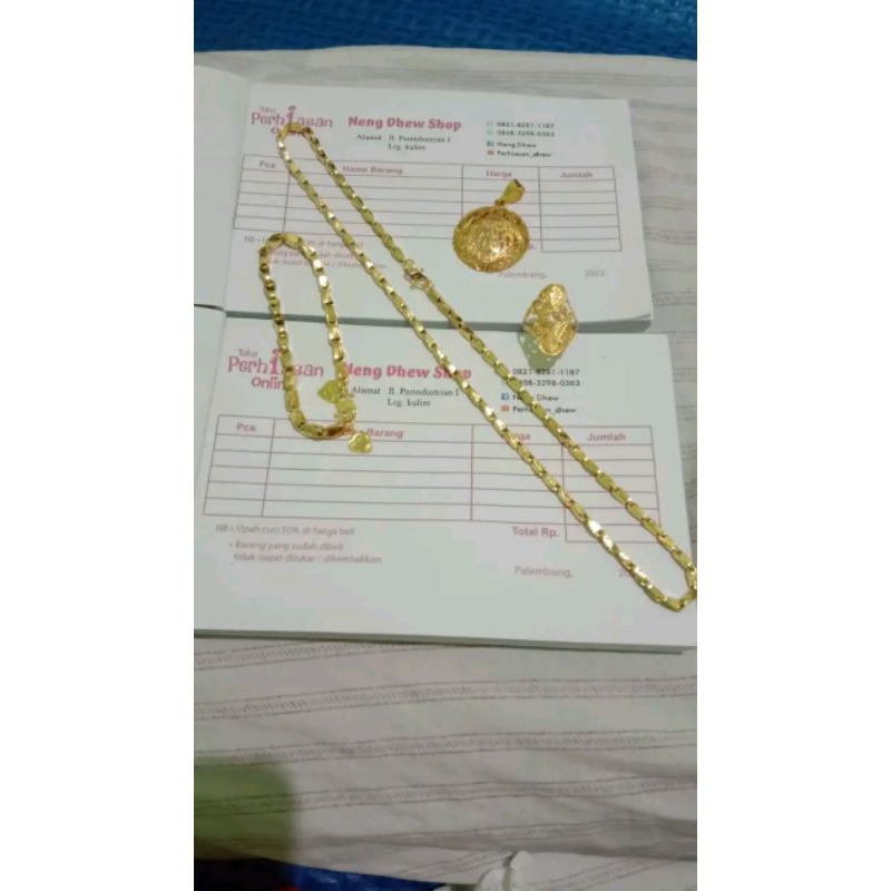 set perhiasan replika emas24k motif padi 2suku