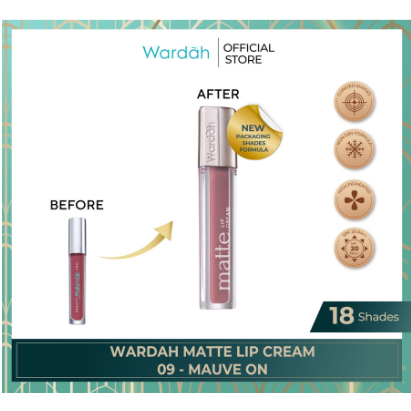 Wardah Matte Lip Cream - High Pigmented - Mauve On