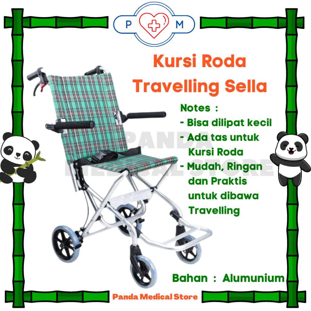 Kursi Roda / Wheel Chair Lipat Travelling Sella (Bisa dilipat kecil & ada Tas)