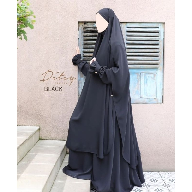 DITSY JULI 2023 • DITSY NIGHTGOWN • DITSY MOSLEM • DITSY MURAH • LAERINA BLACK MINA SIZE S, M, L, XL