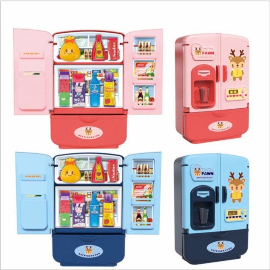 Mainan Mini Refrigerator/Mainan Kulkas Mini/Mainan Edukasi - Biru Muda