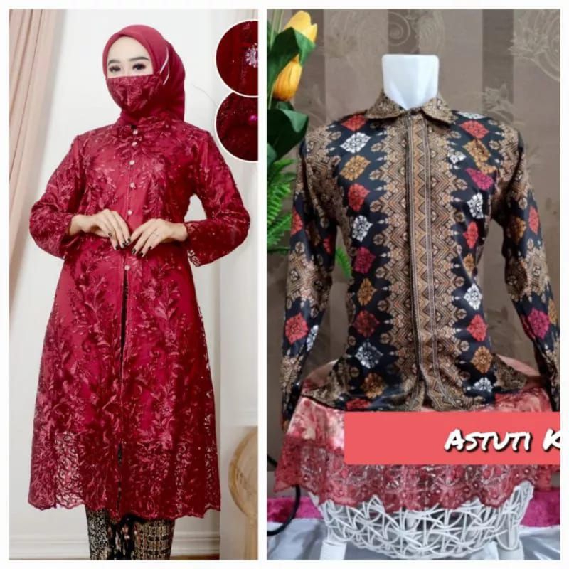 Baju Kebaya Busui Hijau Sage Couple Brukat Jumbo LD 130 cm Wanita Kekinian