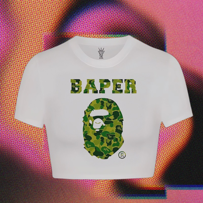 Crop top Baper Plesetan A bathing ape BAPE | CROPTOP TANKTOP PUTIH LOGO | Parody | Parodi | Kaos Baj