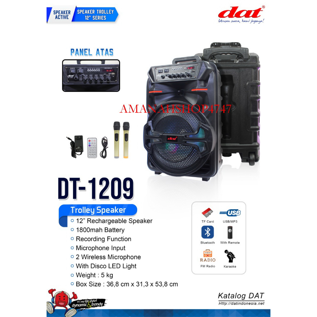 SPEAKER PORTABLE DAT DT1209 / DAT DT 1209 / DT-1209 ORIGINAL DAT