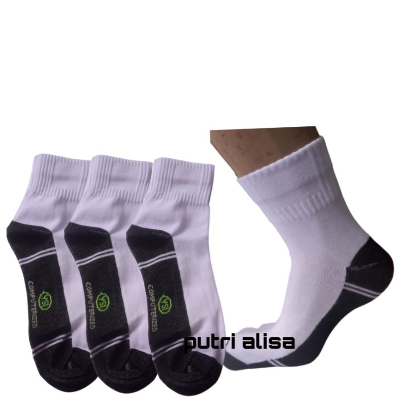 Kaos Kaki Sport Pendek Hitam Putih/Kaos Kaki Sekolah Putih Telapak Hitam/Kaos Kaki Pria Olah Raga