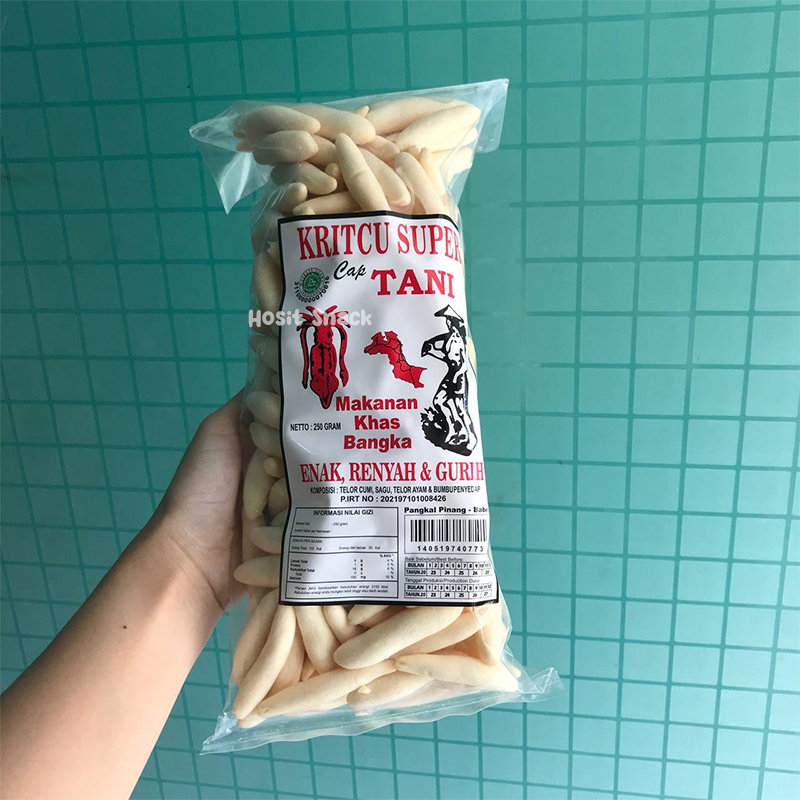 

Kritcu Bangka Cap Tani 250gr - Kerupuk Krupuk Telor Cumi Asli Bangka - Telur cumi Bangka - Snack Bangka - Makanan Bangka