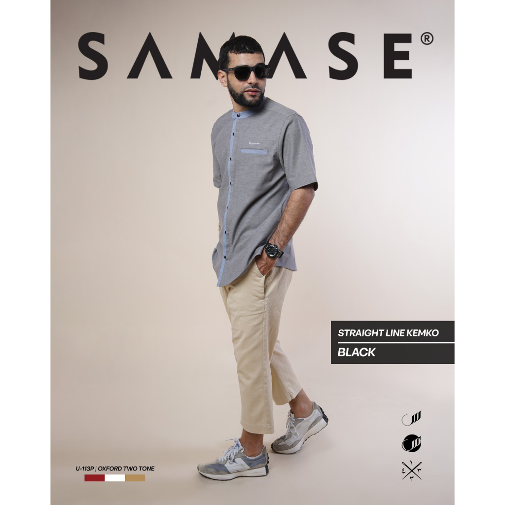 SAMASE Baju Kemko Basic U113P Kemeja Koko Pria Pakaian Pria Muslim Laki Laki Dewasa Lengan Pendek