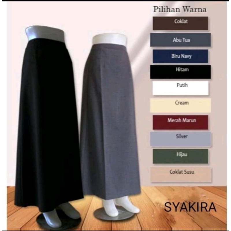 Rok kerja pinggang karet || Rok kerja Syakira || Rok panjang muslimah|| Rok Coklat tua pramuka