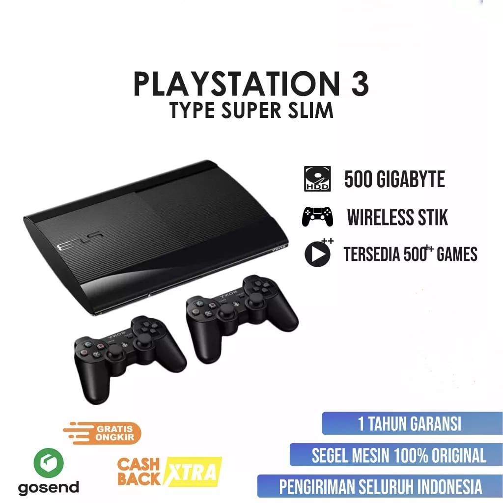 PS3 TYPE SUPER SLIM HDD 500.GB ISI GAMES FULL MESIN ORIGINAL FULL GAMES