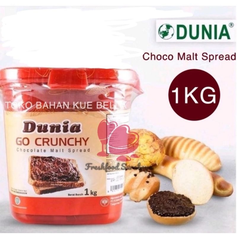 

❤️Freshfood❤️Dunia Go Crunchy selai coklat butiran malt spread 1kg