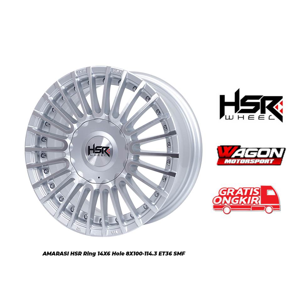 VELG MOBIL MODEL JARI JARI HSR RING14 TYPE AMARASI LEBAR VELG 6 H8X100-114,3 ET36 SMF