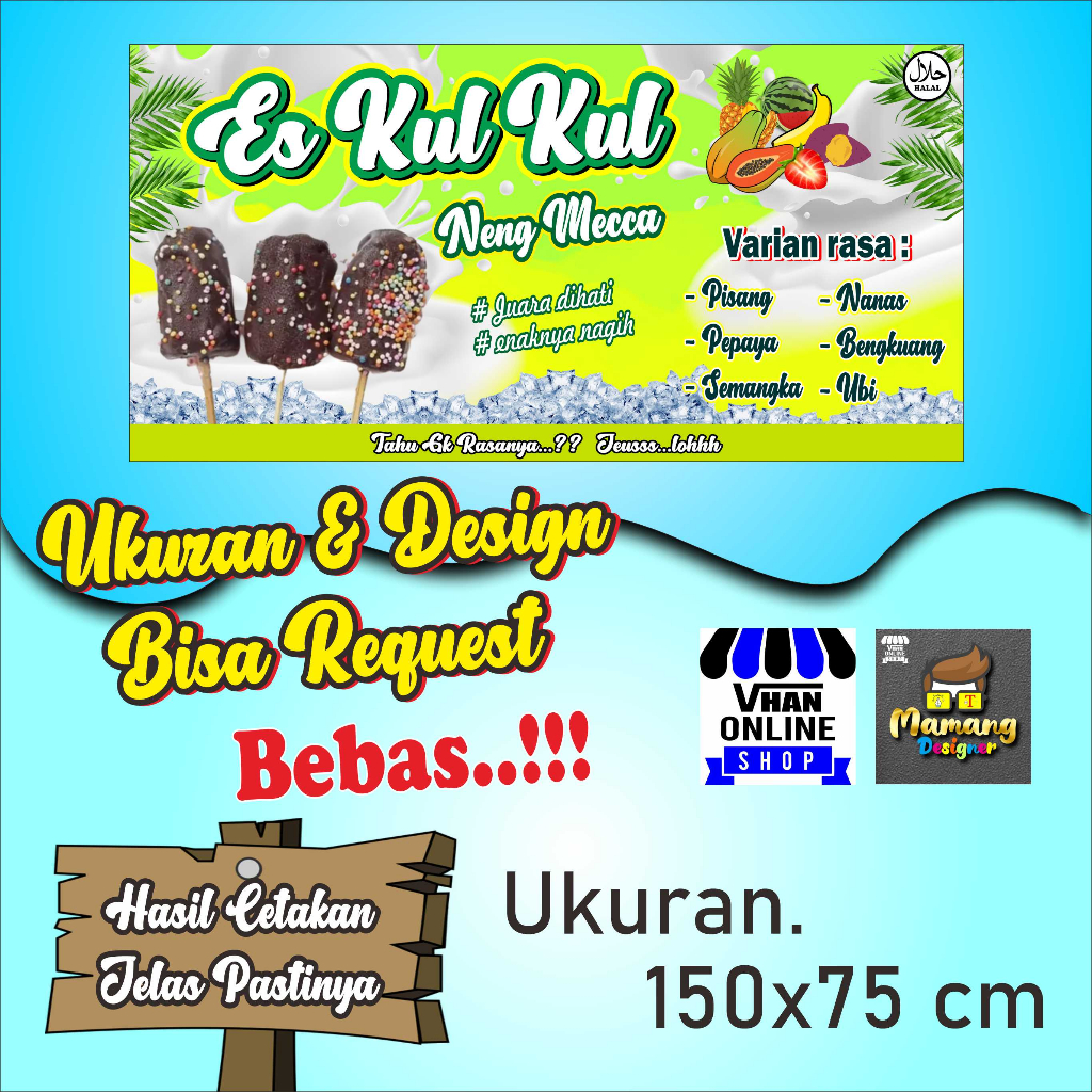 Spanduk Banner  Es Viral, Es Kul Kul, Jajanan Viral, Keren murah