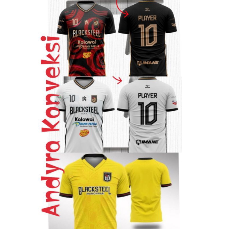 Jersey Futsal Blacksteel Manokwari Papua - Full Printing - Free name set bebas