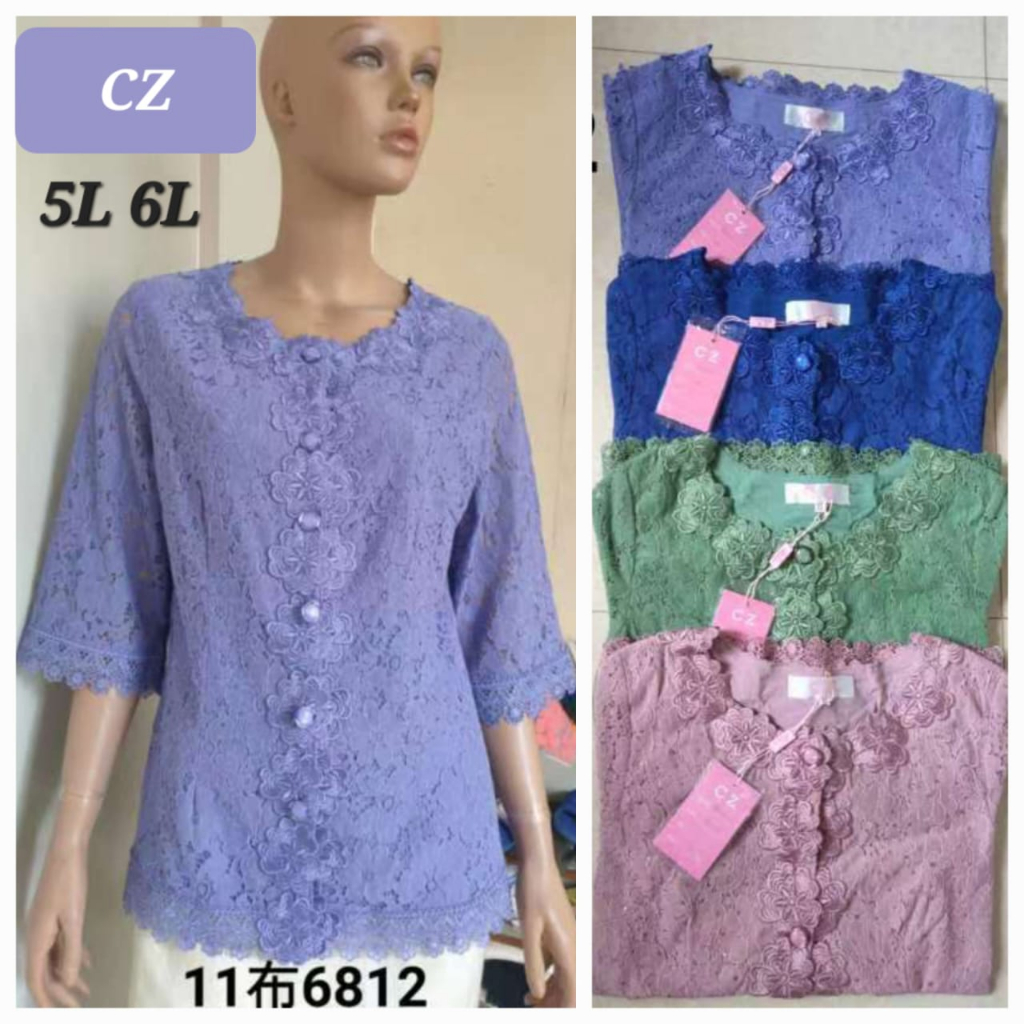 Atasan blus brokat premium CZ/lauren ungu