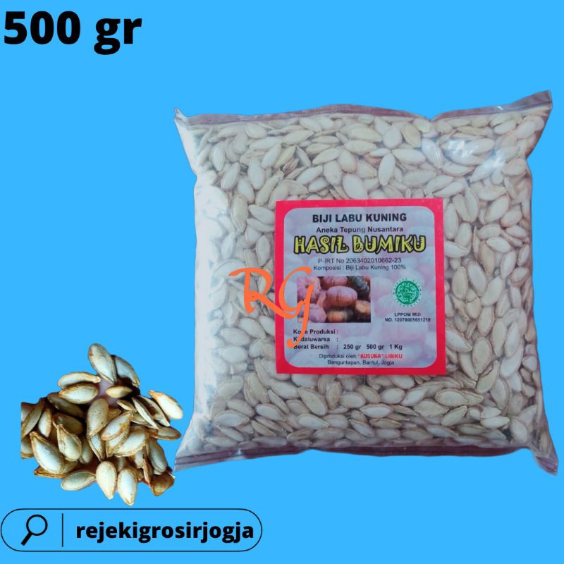 BIJI LABU KUNING KERING kemasan 500 Gram/BENIH LABU KUNING /BIBIT LABU KUNING KERING 500 Gram