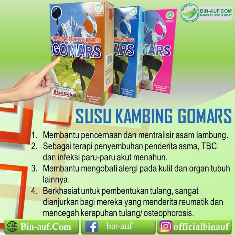 

SUSU KAMBING ETAWA BUBUK GOMARS SUDAH BPOM BISA COD TERSEDIA 5 VARIAN RASA - UNTUK KESEHATAN TUBUH