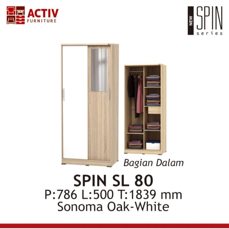 LEMARI PAKAIAN SLIDING SPIN SL 80 ACTIV