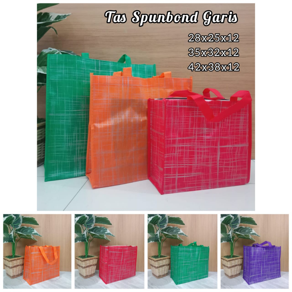 

( SATUAN ) TAS SPUNBOND MOTIF GARIS UK. 28x25x12 I 35x32x12 I 42x38x12