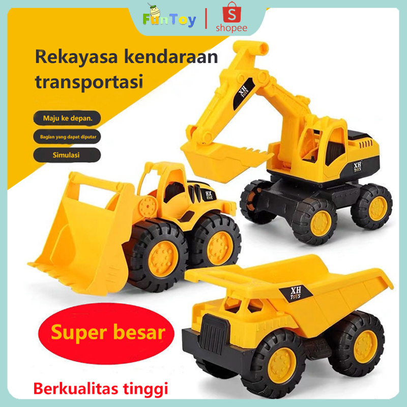 FUNTOY Besar Truk Mainan Teknik  Dump Truck  Truk Mainan Bulldozer Excavator Traktor Mobil Mainan An