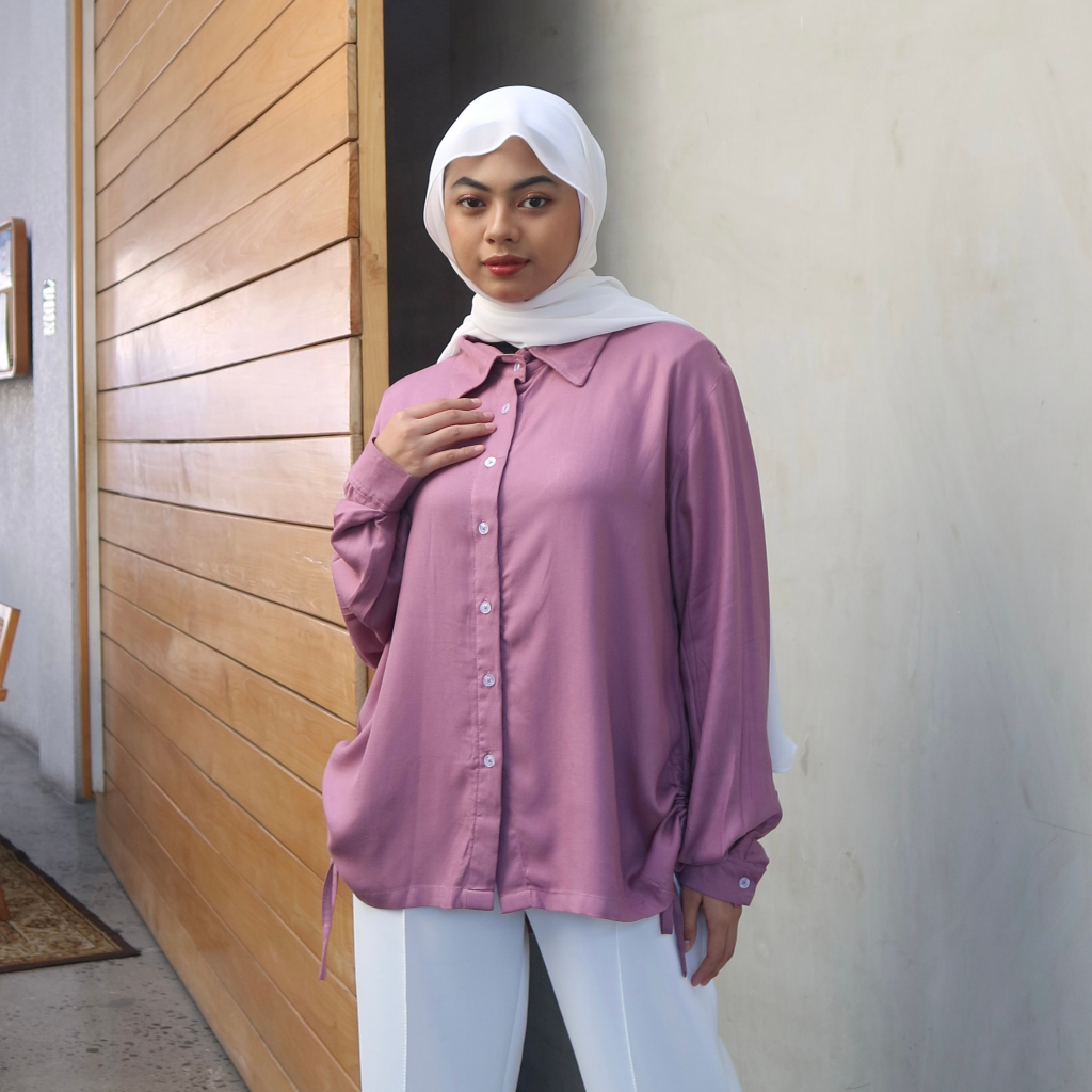 Kemeja Ciara String Shirt DUSTY PURPLE