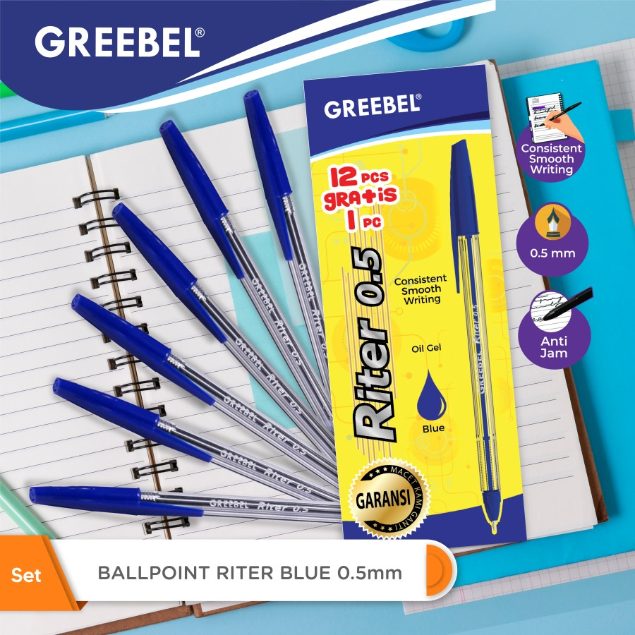 

Ballpen Bolpen Pulpen Ballpoint Biru Greeble Riter 0.5 Blue