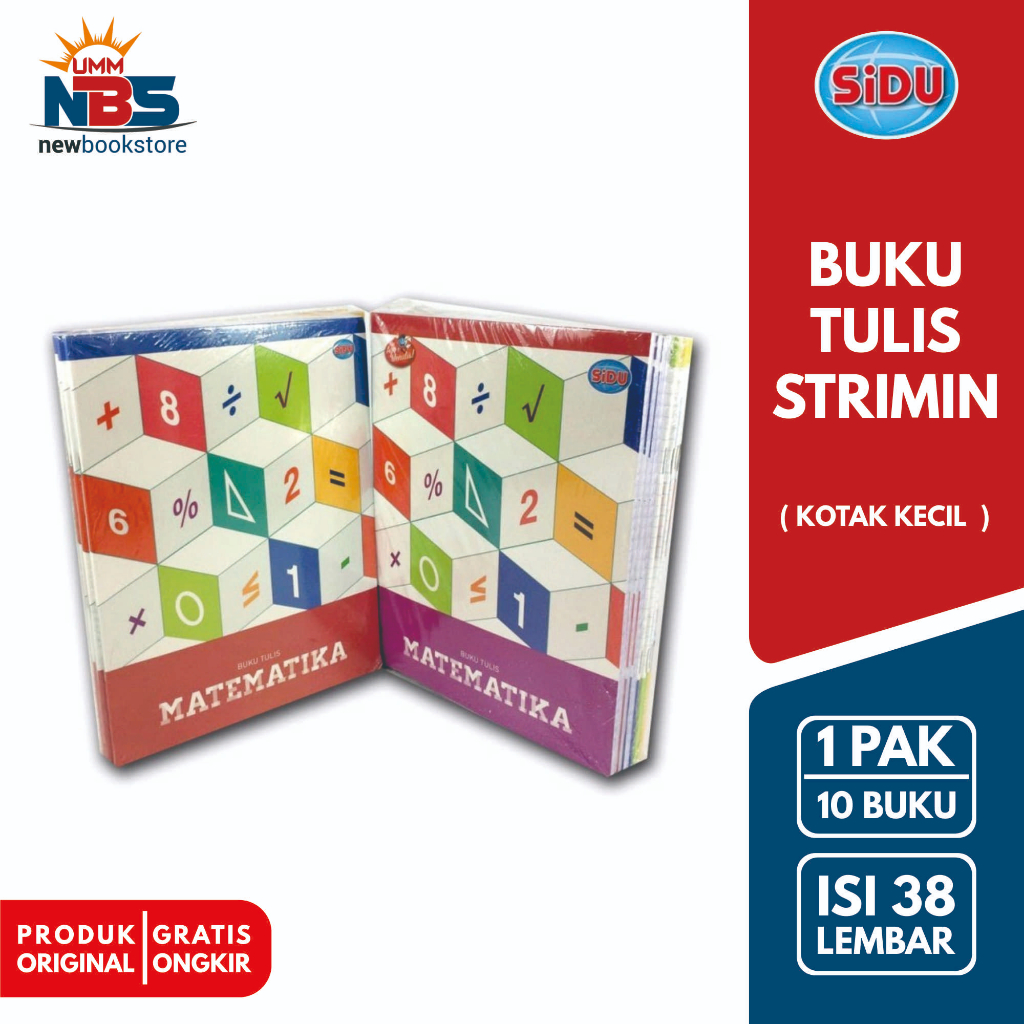 

SIDU - Sinar Dunia - Buku Tulis Strimin / Kotak Kecil / Buku Tulis Matematika Isi 38 Halaman 10 Pcs
