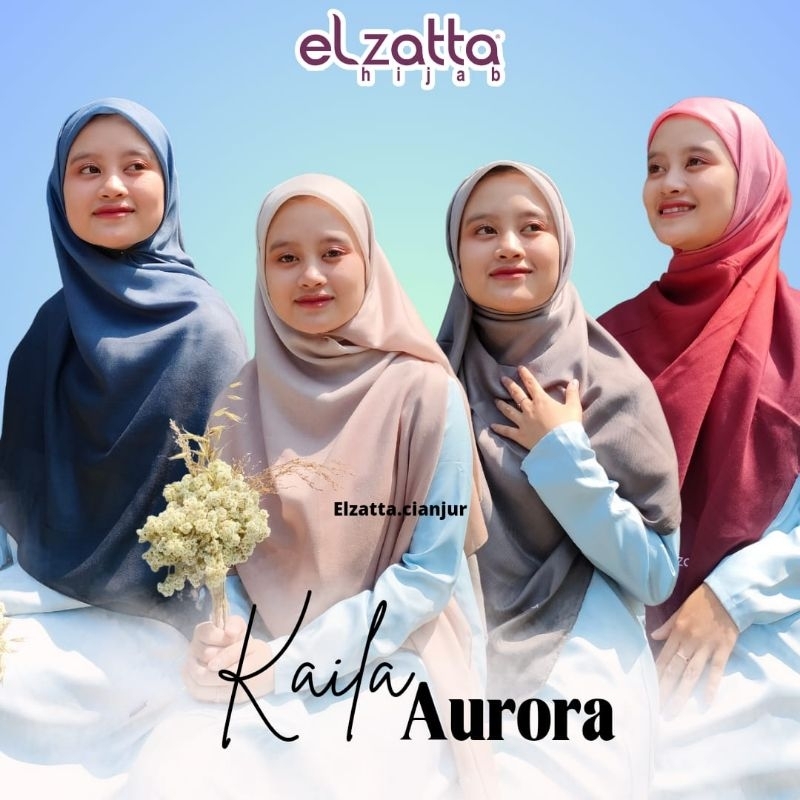 ELZATTA HIJAB SEGI EMPAT SYAR'I PANJANG KAILA TR AURORA BAHAN VOAL PREMIUM KATUN PREMIUM LEBAR 130x1