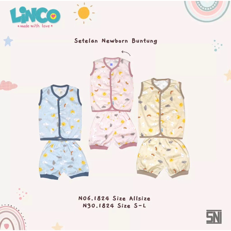 LINCO - Setelan Baju Bayi / Newborn  Buntung