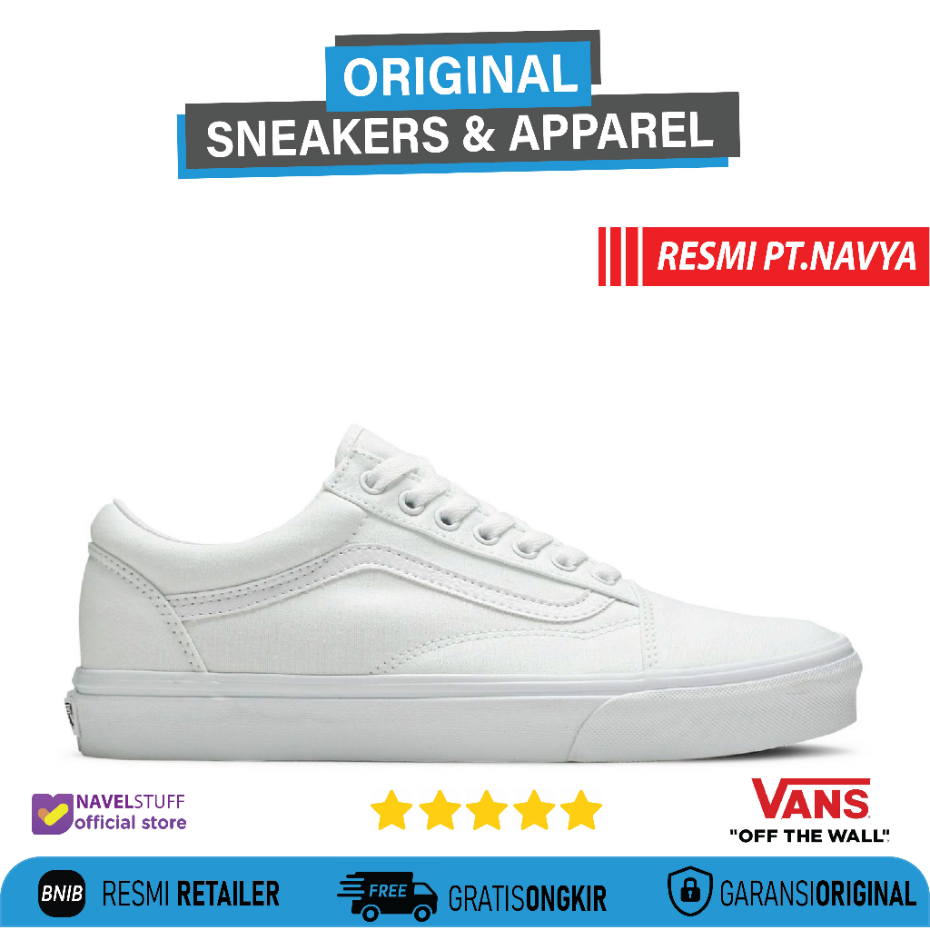 VANS Old Skool Classic Core Full / Triple / True White Original Resmi BNIB (Authorized Dealer) PT Na