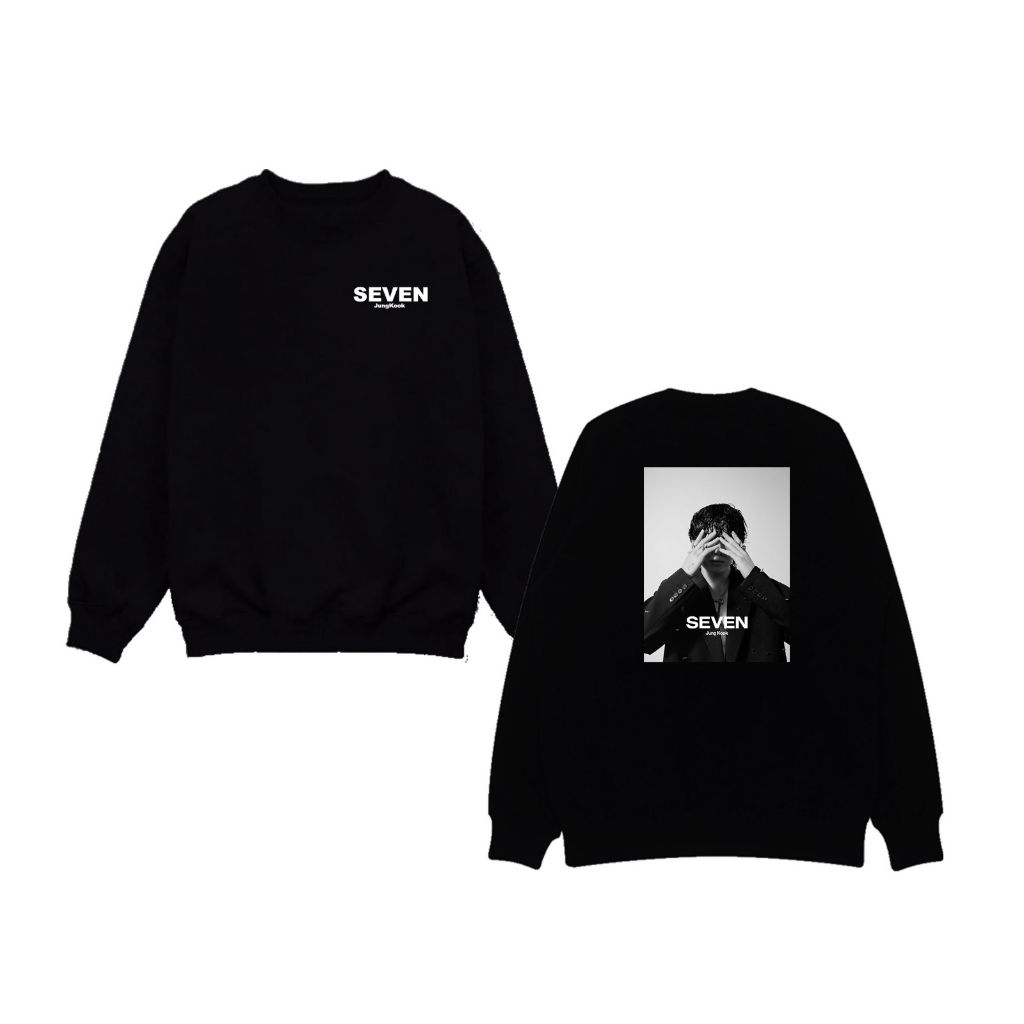 Sweater basic Jungkook seven sablon belakang foto tutup muka free foto