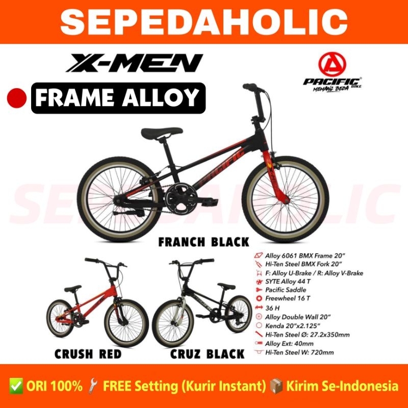 Sepeda Anak Laki BMX PACIFIC X MEN Alloy Ukuran 20 Inch Usia 8-10 Tahun