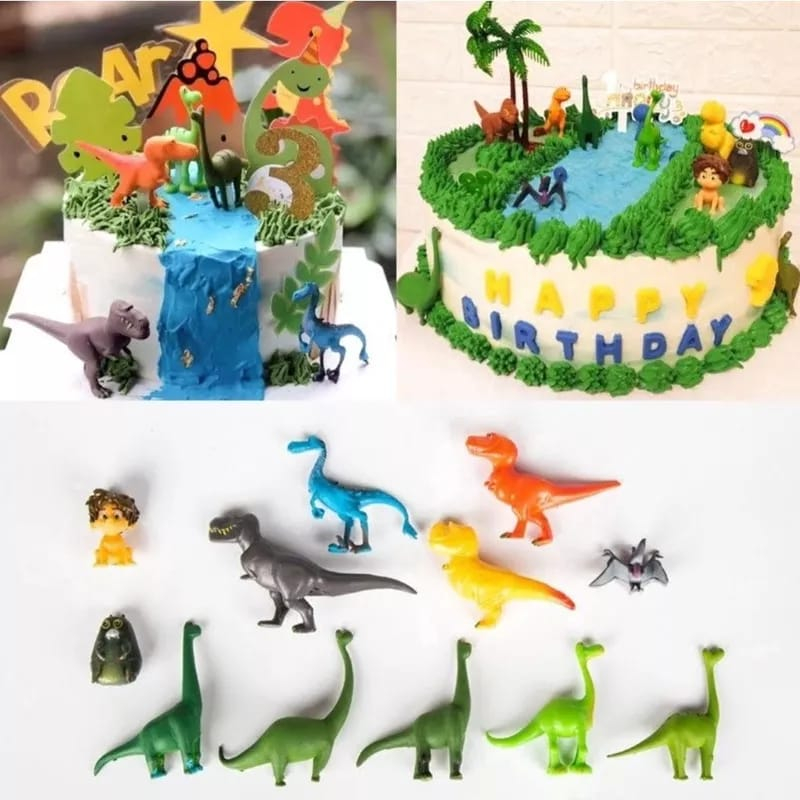 Hiasan Kue Mainan Dinosaurus Tarzan Jungle Isi 12pc