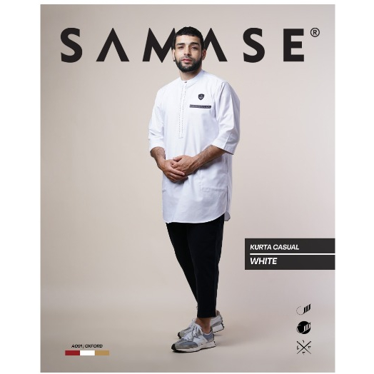 KOKO DEWASA LENGAN 3/4 KURTA KASUAL SAMASE || A091 WHITE