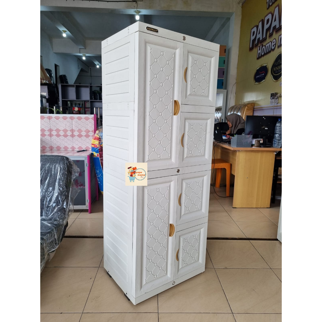 Napolly Lemari Plastik 4 Tingkat Putih Polos - Lemari Anak Kost - Lemari Murah Medan