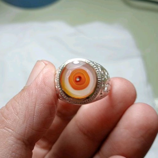 batu cincin akik motif combong serambut