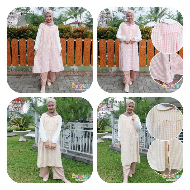 *READY MURAH (8-14th/remaja) Setelan tunik celana anak motif kotak square setelan mabel by Cutetrik