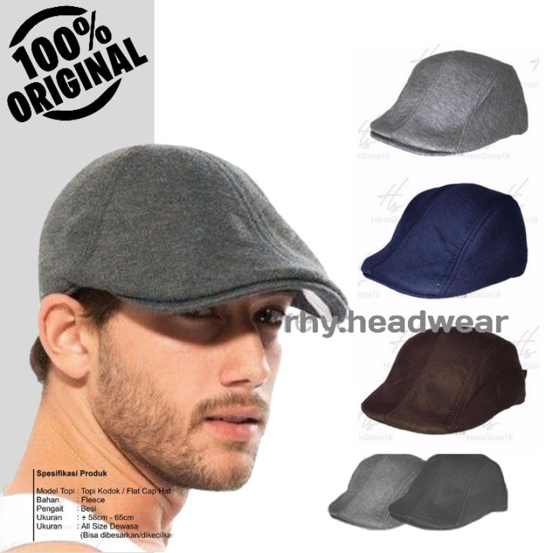 flatcap hitam / topi pet / topi patino / newsboy / topi seniman / painter hat