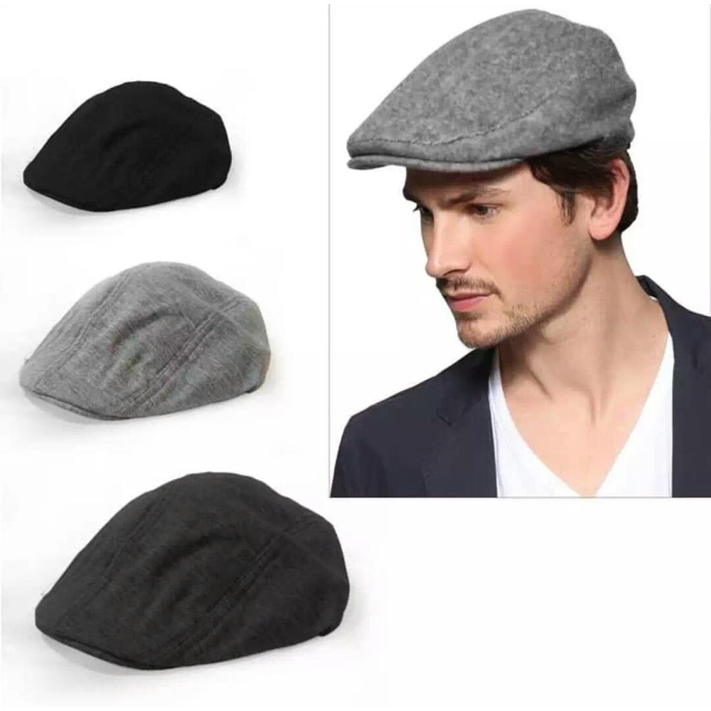 flatcap hitam / topi pet / topi patino / newsboy / topi seniman / painter hat