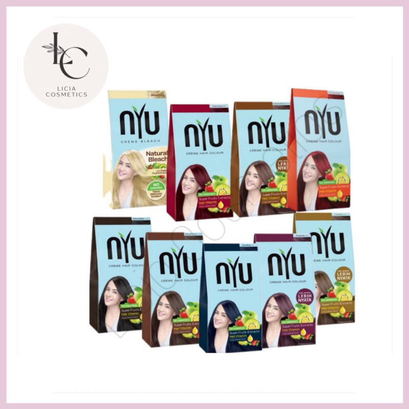 NYU Creme Hair Colour - Pewarna Rambut | 1.10 Blue Black | 5.62 Burgundy | 11.02 Caramel | 8.34 Copp