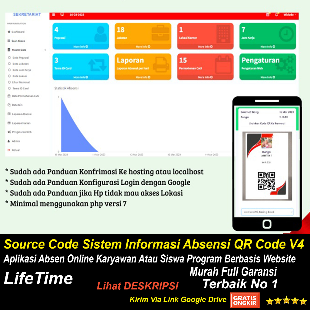 Source Code Sistem Informasi Absensi QR Code V4 Aplikasi Absen Online Karyawan Atau Siswa Program Be