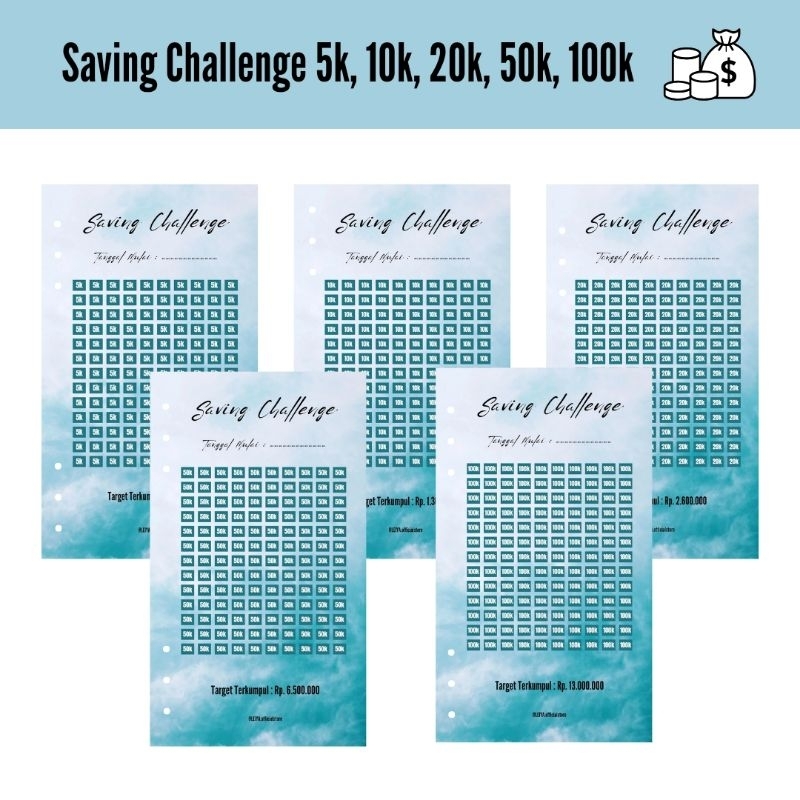 

Kertas Isi Binder A6 / Cover Binder A6 / Kertas Saving Challenge / Kertas Tantangan Menabung