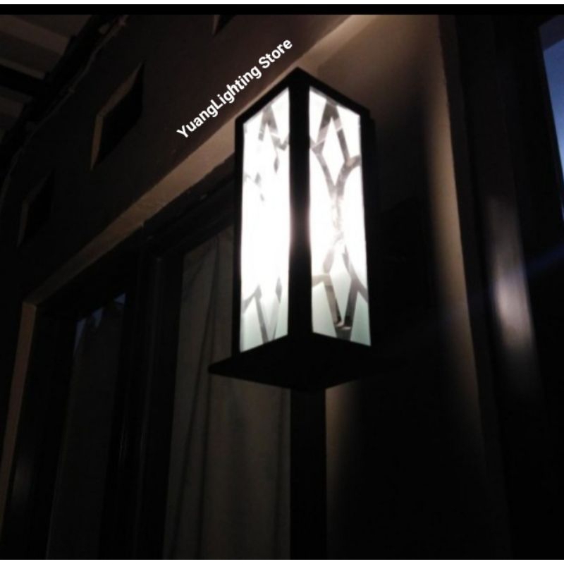 LAMPU DINDING MINIMALIS TEMPEL OUTDOOR_ORI KACA MOTIF HIAS WALL_TERAS PAGAR