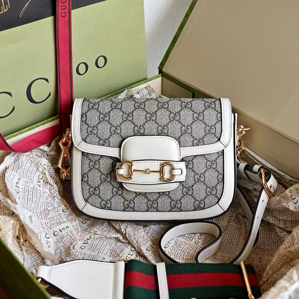 Gucci gg Saddle Bag Small Old Flower White