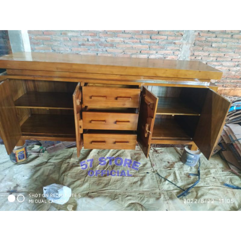Furniture Bufet Meja Tv/Meja Pajang + 3 Laci Kayu Jati Jepara
