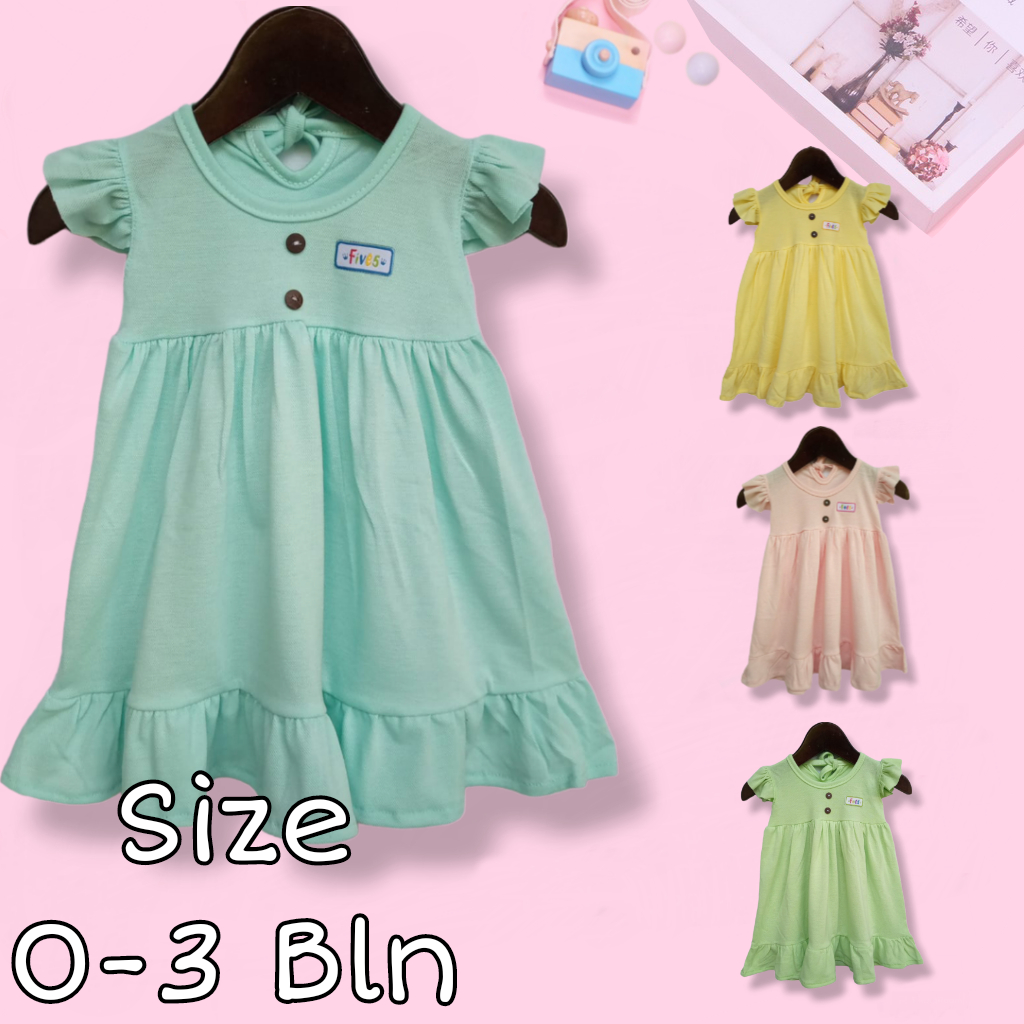 23411 - DRESS BAYI POLOS CEWEK DRES ANAK BABY NEW BORN LUCU PAKAIAN KIDS BAJU PEREMPUAN 0 SAMPAI 3 B